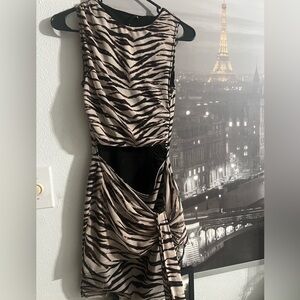 Zara Black and White Zebra Print Backless Dress